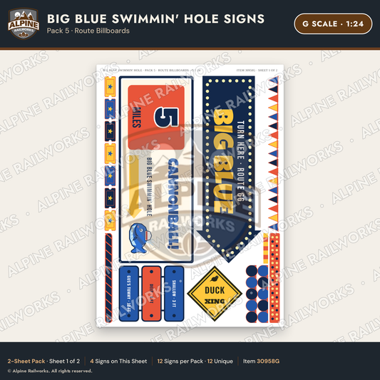 Alpine Railworks 30958G G Scale Roadside Attraction Signs - Blue Whale