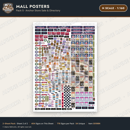 Alpine Railworks 30198N N Scale Mall Posters - Anchor Store Sale
