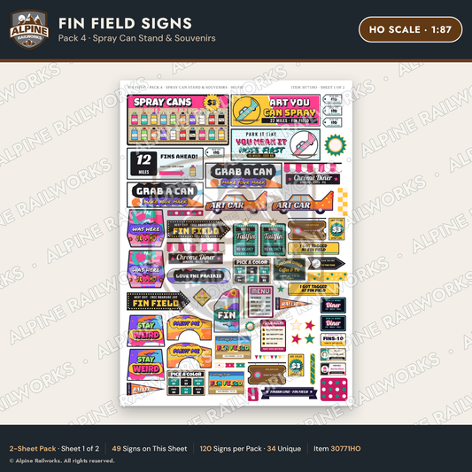 Alpine Railworks 30771HO HO Scale Roadside Signs - Buried Car Art