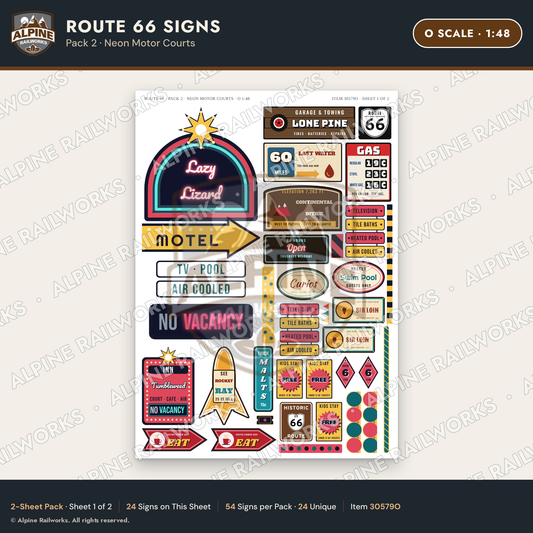 Alpine Railworks 30579O O Scale Route 66 Highway Signs