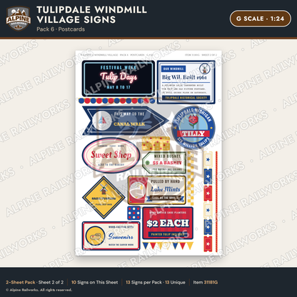 Alpine Railworks 31181G G Scale Roadside Signs - Windmill Village