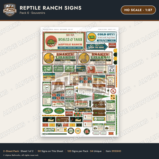 Alpine Railworks 31133HO HO Scale Roadside Signs - Reptile Zoo