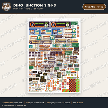 Alpine Railworks 30813N N Scale Roadside Signs - Giant Dinosaurs