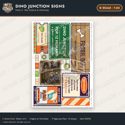 Alpine Railworks 30811G G Scale Roadside Signs - Giant Dinosaurs