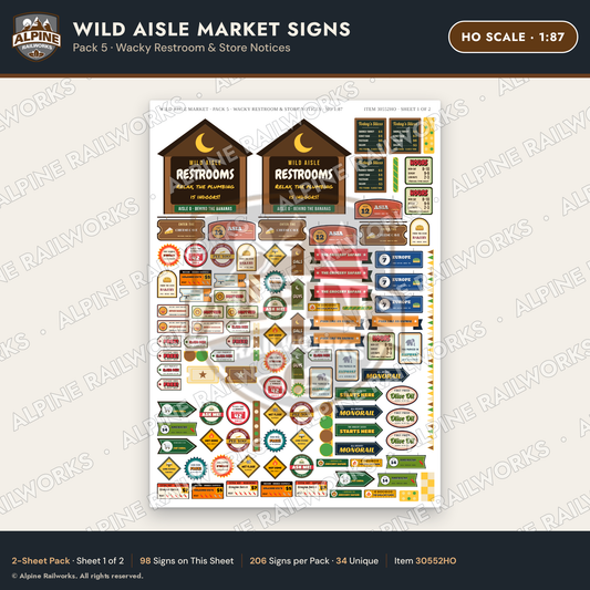 Alpine Railworks 30552HO HO Scale Roadside Signs - Jungle Grocery