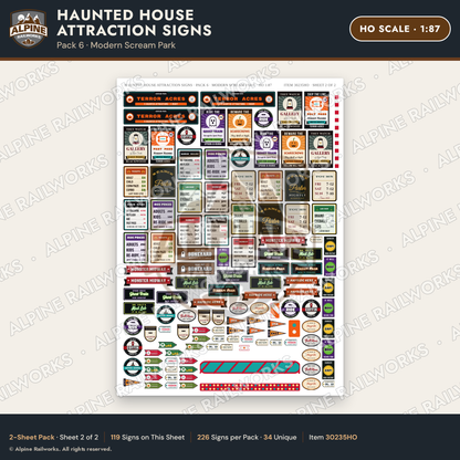 Alpine Railworks 30235HO HO Scale Haunted House Attraction Signs