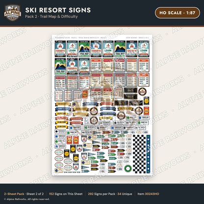 Alpine Railworks 30243HO HO Scale Ski Resort Signs - Trail Map