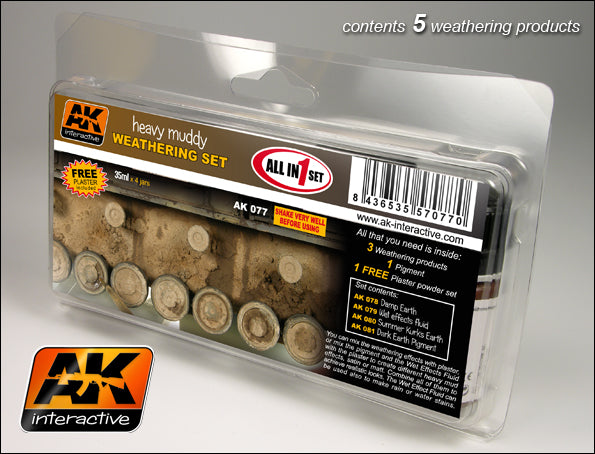 AK Interactive 77 Heavy Muddy Enamel Paint Set (78, 79, 80, 81)