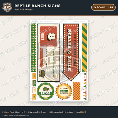 Alpine Railworks 31132G G Scale Roadside Signs - Reptile Zoo