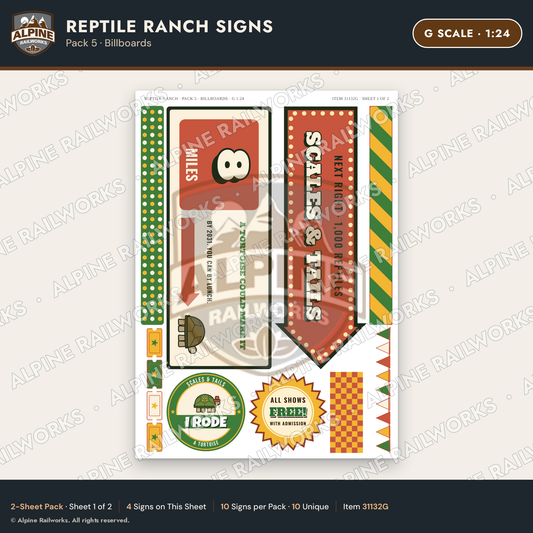 Alpine Railworks 31132G G Scale Roadside Signs - Reptile Zoo