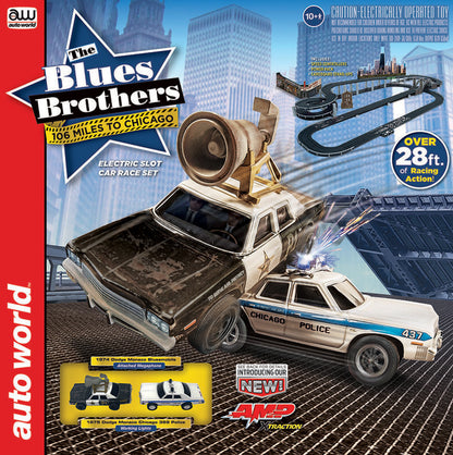 Auto World SRS359 1/64 Blues Brothers 106 Miles Slot Car Track Set