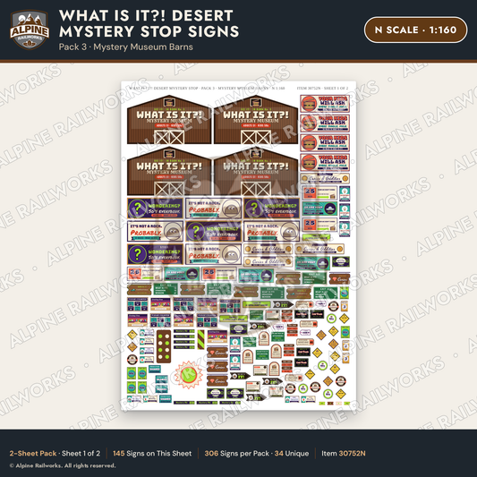 Alpine Railworks 30752N N Scale Roadside Signs - Desert Mystery Stop