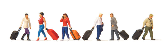 Preiser 10640 HO Scale Walking Travelers w/Suitcases Figure Set