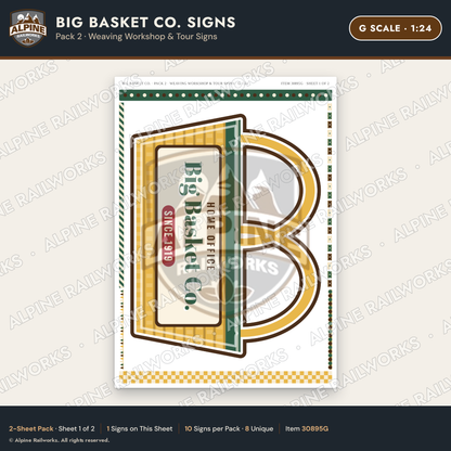 Alpine Railworks 30895G G Scale Roadside Signs - Basket Building