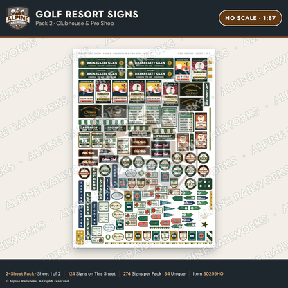 Alpine Railworks 30255HO HO Scale Golf Resort Signs - Clubhouse