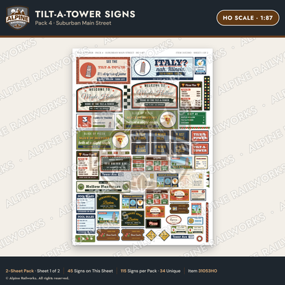 Alpine Railworks 31053HO HO Scale Roadside Signs - Leaning Tower