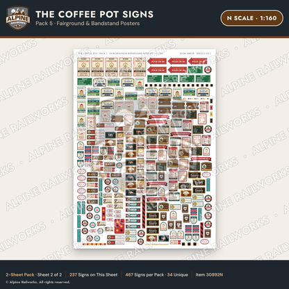 Alpine Railworks 30892N N Scale Roadside Signs - Coffee Pot Diner
