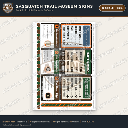 Alpine Railworks 30877G G Scale Roadside Signs - Bigfoot Museum