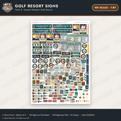 Alpine Railworks 30259HO HO Scale Golf Resort Signs