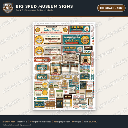 Alpine Railworks 31007HO HO Scale Roadside Signs - Potato Museum