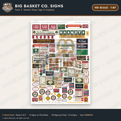 Alpine Railworks 30896HO HO Scale Roadside Signs - Basket Building