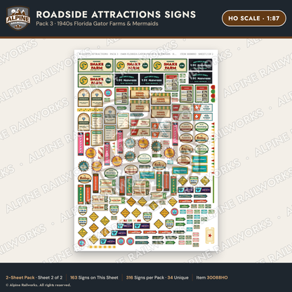 Alpine Railworks 30088HO HO Scale Roadside Attractions Signs
