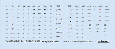 Eduard D48097 1/48 Decal Z-126/226/326/526 Cockpit Placards for Eduard