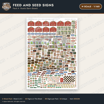 Alpine Railworks 30023N N Scale Feed and Seed Signs