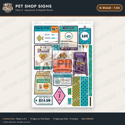 Alpine Railworks 30664G G Scale Pet Shop Signs - Aquarium