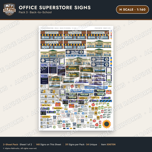 Alpine Railworks 30670N N Scale Office Superstore Signs