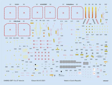 Eduard D48082 1/48 Decal Su-27 Stencils for Academy/Kittyhawk/Hobby