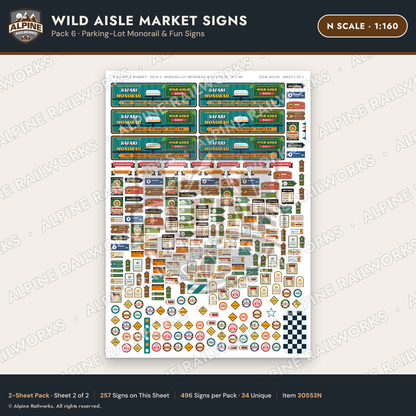 Alpine Railworks 30553N N Scale Roadside Signs - Jungle Grocery Store