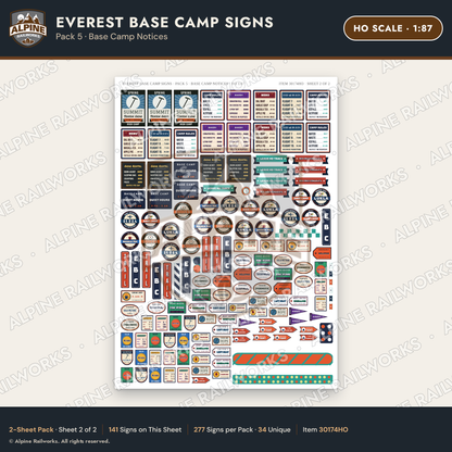 Alpine Railworks 30174HO HO Scale Everest Base Camp Signs
