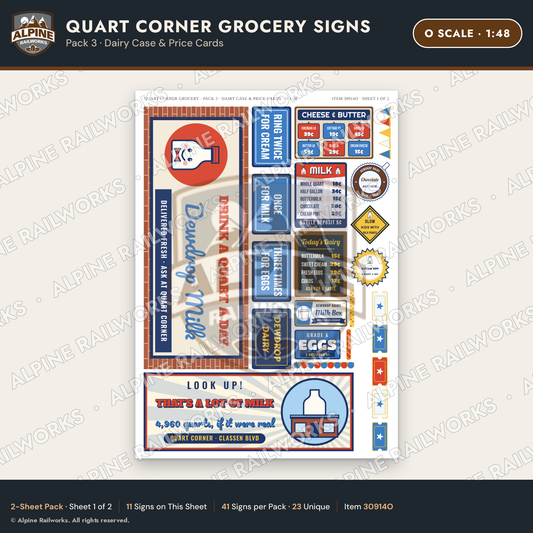 Alpine Railworks 30914O O Scale Roadside Signs - Milk Bottle Grocery