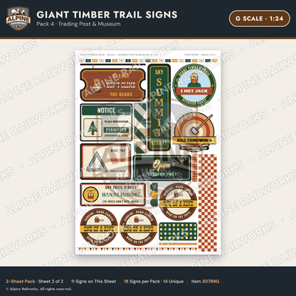 Alpine Railworks 30789G G Scale Roadside Signs - Lumberjack Redwoods