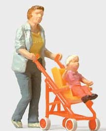 Preiser 28079 HO Scale Individual Figures Pedestrians Woman Pushing