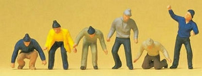 Preiser 14064 HO Scale Working People Workers w/Knit Caps pkg(6)