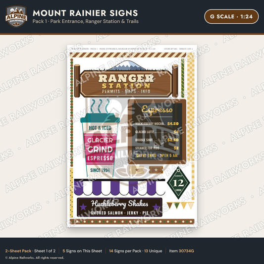 Alpine Railworks 30734G G Scale Tourist Signs - Mount Rainier