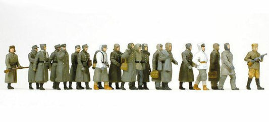 Preiser 16578 HO Scale Unpainted Figure Sets -- 2 Guards Escorting 17 Prisoners