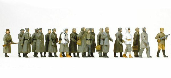 Preiser 16578 HO Scale Unpainted Figure Sets -- 2 Guards Escorting 17 Prisoners