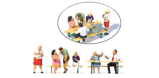Preiser 10700 HO Scale In the Beer Garden Set 1 Figure Set pkg(6)