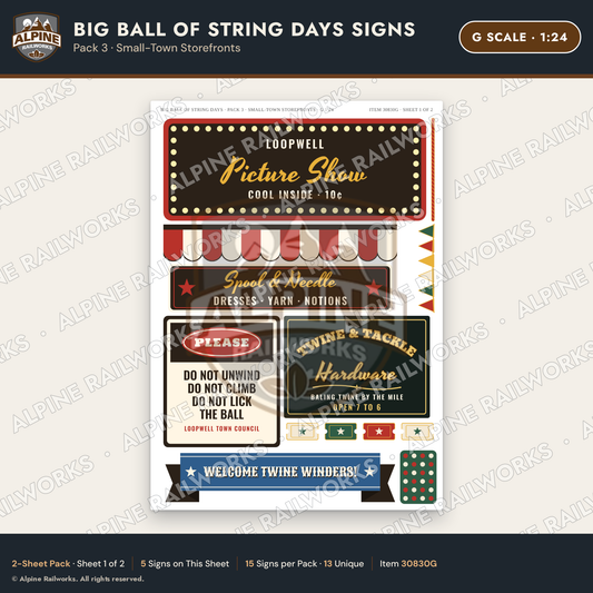 Alpine Railworks 30830G G Scale Roadside Signs - Giant Ball of Twine