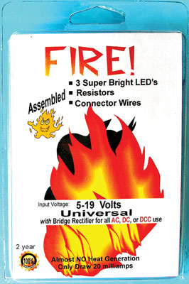 Evans Designs UPF All Scale Fire Effects Pico LED Kit -- 3 LEDs, Resistors & Wire - Universal 5-19V AC/DC Input