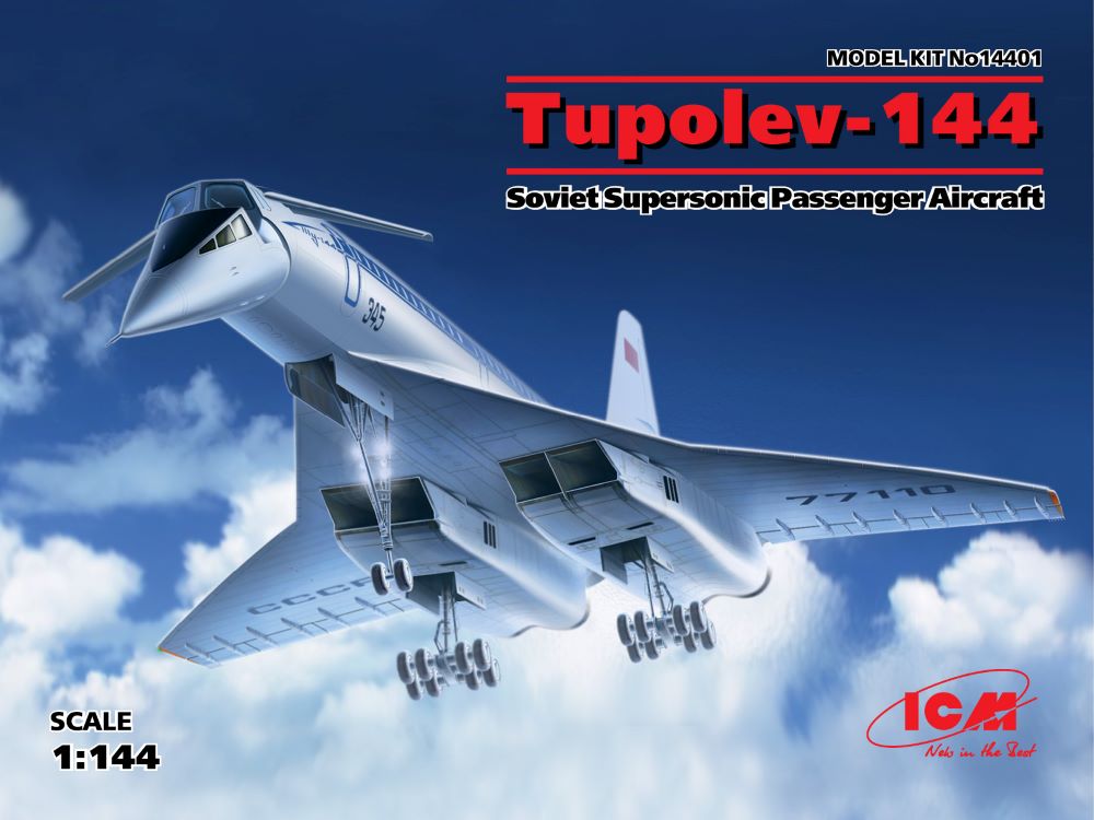 ICM Models 14401 1/144 Soviet Tupolev 144 Charger Supersonic Passenger Airliner
