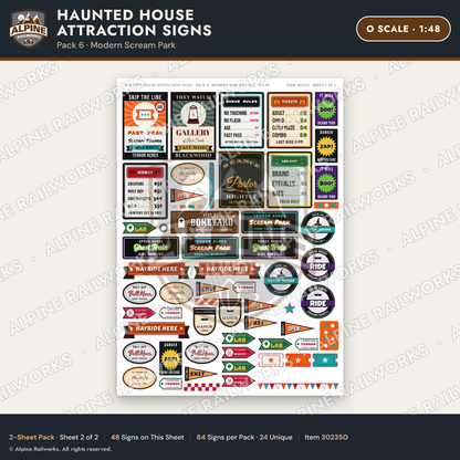 Alpine Railworks 30235O O Scale Haunted House Attraction Signs