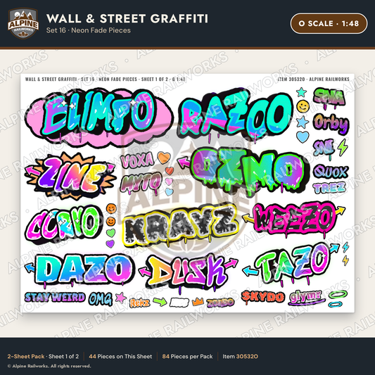 Alpine Railworks 30532O O Scale Wall & Street Graffiti Cut-Outs