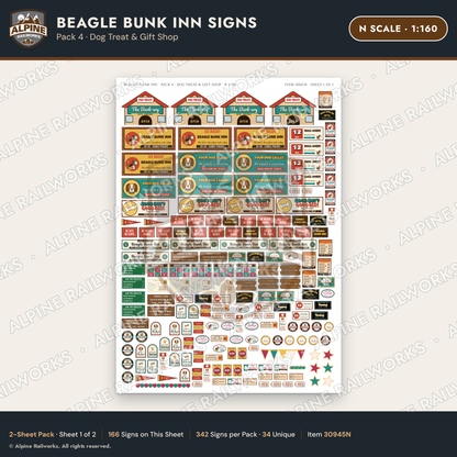 Alpine Railworks 30945N N Scale Roadside Signs - Dog-Shaped Inn