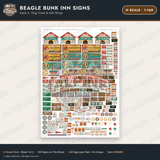 Alpine Railworks 30945N N Scale Roadside Signs - Dog-Shaped Inn