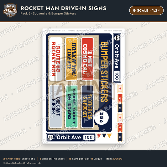 Alpine Railworks 30965G G Scale Roadside Signs - Spaceman Drive-In