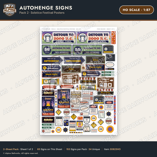 Alpine Railworks 30823HO HO Scale Roadside Signs - Car Henge
